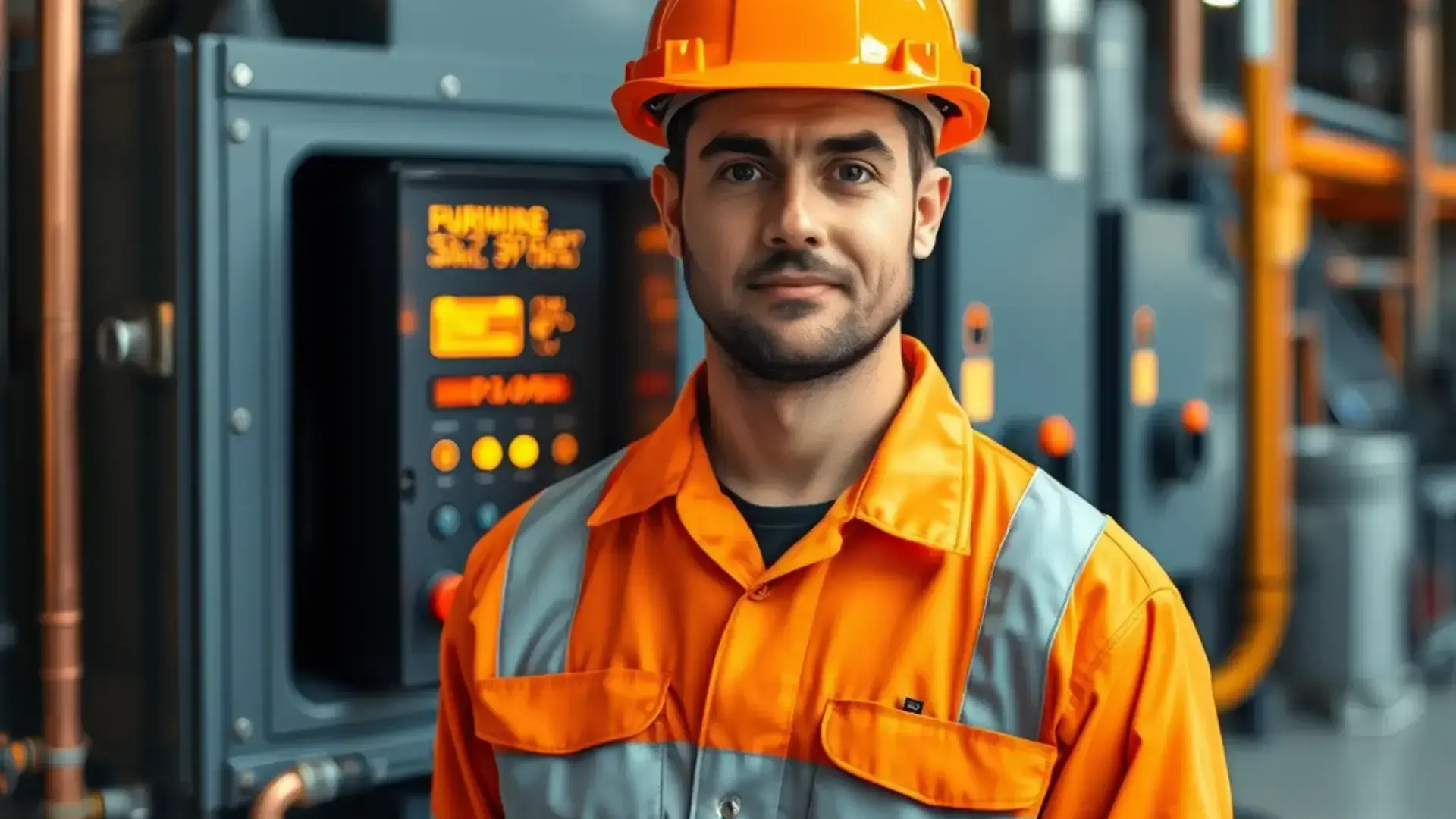 Professional HVAC technician working on furnace