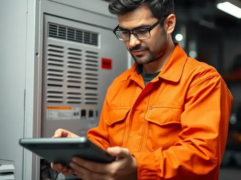 Technician performing furnace diagnosis